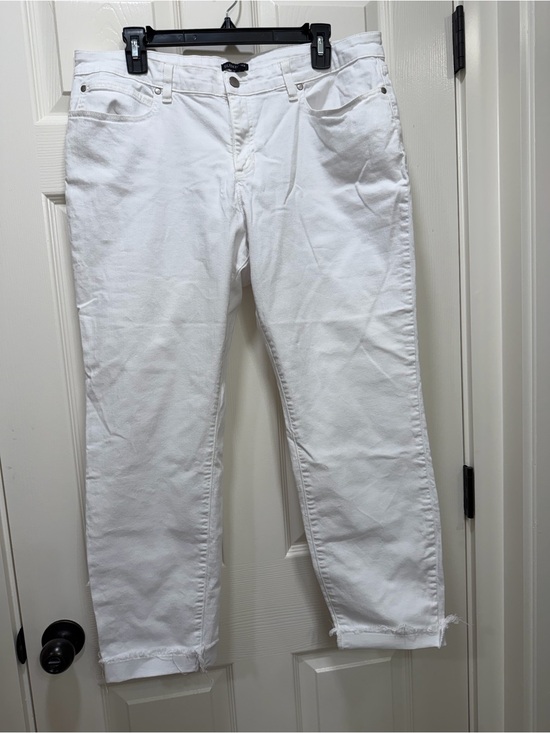 Eileen Fisher Denim - Eileen Fisher White Straight Leg Raw Hem Jeans Size 16